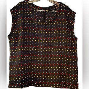 Tommy Hilfiger Shirt Sz L Blue Polka Dot Blouse Business Casual Womens